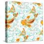 Pattern with Koi Fish-Derenskaya-Stretched Canvas