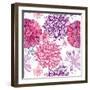 Pattern with Pink Asters and Dahlia-UyUy-Framed Art Print