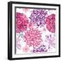 Pattern with Pink Asters and Dahlia-UyUy-Framed Art Print