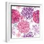 Pattern with Pink Asters and Dahlia-UyUy-Framed Art Print