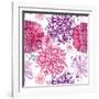 Pattern with Pink Asters and Dahlia-UyUy-Framed Art Print