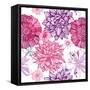 Pattern with Pink Asters and Dahlia-UyUy-Framed Stretched Canvas