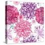Pattern with Pink Asters and Dahlia-UyUy-Stretched Canvas