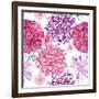 Pattern with Pink Asters and Dahlia-UyUy-Framed Art Print