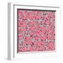 Pattern with Pink Cartoon Cats-Archiartmary-Framed Art Print