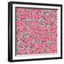 Pattern with Pink Cartoon Cats-Archiartmary-Framed Art Print