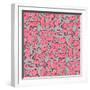 Pattern with Pink Cartoon Cats-Archiartmary-Framed Art Print