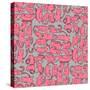 Pattern with Pink Cartoon Cats-Archiartmary-Stretched Canvas