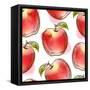 Pattern with Red Apple-Elena Terletskaya-Framed Stretched Canvas