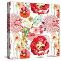 Pattern with Red Flowers-UyUy-Stretched Canvas