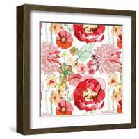 Pattern with Red Flowers-UyUy-Framed Art Print