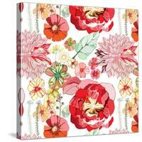 Pattern with Red Flowers-UyUy-Stretched Canvas