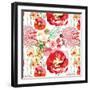 Pattern with Red Flowers-UyUy-Framed Art Print