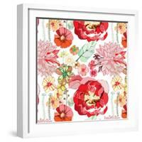 Pattern with Red Flowers-UyUy-Framed Art Print