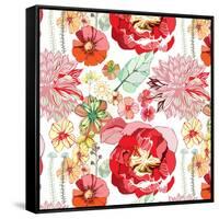 Pattern with Red Flowers-UyUy-Framed Stretched Canvas