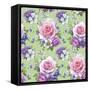 Pattern with Roses and Hellebore-Maria Rytova-Framed Stretched Canvas