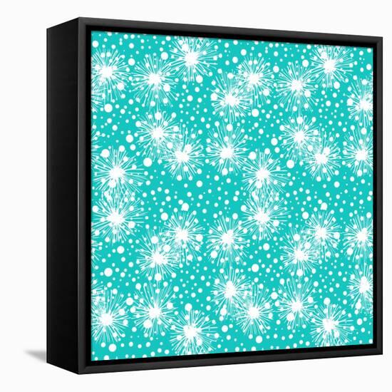 Pattern with Small Flowers, Pompoms or Snowflakes-tukkki-Framed Stretched Canvas