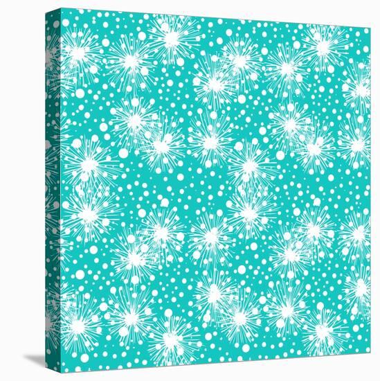 Pattern with Small Flowers, Pompoms or Snowflakes-tukkki-Stretched Canvas