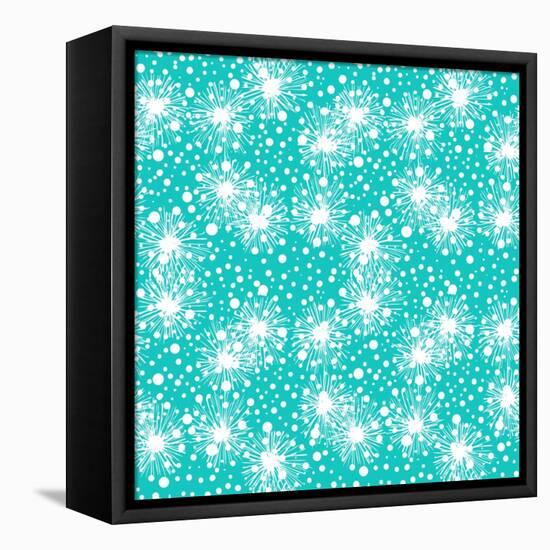 Pattern with Small Flowers, Pompoms or Snowflakes-tukkki-Framed Stretched Canvas