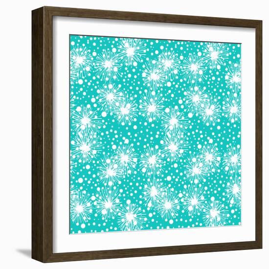 Pattern with Small Flowers, Pompoms or Snowflakes-tukkki-Framed Art Print