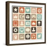 Pattern With Social Media Icons-venimo-Framed Art Print