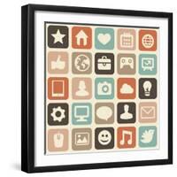 Pattern With Social Media Icons-venimo-Framed Art Print