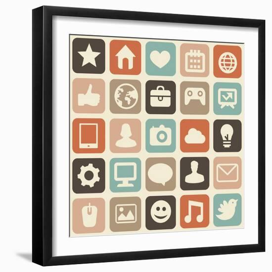 Pattern With Social Media Icons-venimo-Framed Art Print