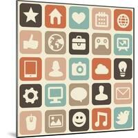 Pattern With Social Media Icons-venimo-Mounted Art Print