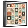 Pattern With Social Media Icons-venimo-Framed Premium Giclee Print