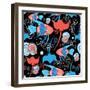 Pattern with Stingray and Fish-Tatiana Korchemkina-Framed Art Print