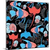 Pattern with Stingray and Fish-Tatiana Korchemkina-Mounted Art Print