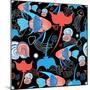 Pattern with Stingray and Fish-Tatiana Korchemkina-Mounted Art Print