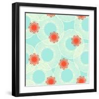 Pattern with Stylized Flowers or Jelly Fishes-tukkki-Framed Art Print