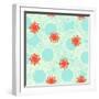 Pattern with Stylized Flowers or Jelly Fishes-tukkki-Framed Art Print