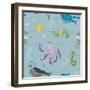 Pattern with the Inhabitants of  Marine World-Little_cuckoo-Framed Art Print