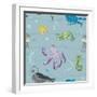 Pattern with the Inhabitants of  Marine World-Little_cuckoo-Framed Art Print