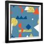 Pattern with Various Geometric Shapes in Retro 80s Style-Radiocat-Framed Art Print