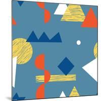 Pattern with Various Geometric Shapes in Retro 80s Style-Radiocat-Mounted Art Print