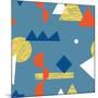 Pattern with Various Geometric Shapes in Retro 80s Style-Radiocat-Mounted Art Print