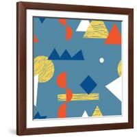 Pattern with Various Geometric Shapes in Retro 80s Style-Radiocat-Framed Art Print