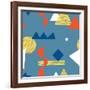 Pattern with Various Geometric Shapes in Retro 80s Style-Radiocat-Framed Art Print