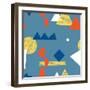 Pattern with Various Geometric Shapes in Retro 80s Style-Radiocat-Framed Art Print