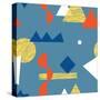 Pattern with Various Geometric Shapes in Retro 80s Style-Radiocat-Stretched Canvas