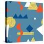 Pattern with Various Geometric Shapes in Retro 80s Style-Radiocat-Stretched Canvas