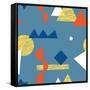 Pattern with Various Geometric Shapes in Retro 80s Style-Radiocat-Framed Stretched Canvas