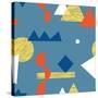 Pattern with Various Geometric Shapes in Retro 80s Style-Radiocat-Stretched Canvas