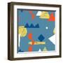 Pattern with Various Geometric Shapes in Retro 80s Style-Radiocat-Framed Art Print