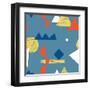 Pattern with Various Geometric Shapes in Retro 80s Style-Radiocat-Framed Art Print