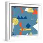 Pattern with Various Geometric Shapes in Retro 80s Style-Radiocat-Framed Art Print