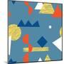 Pattern with Various Geometric Shapes in Retro 80s Style-Radiocat-Mounted Art Print
